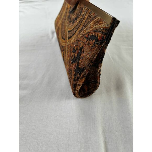 Chinese Laundry Clutch, Medium Size Handbag, Brown, Gold, Glitter, Velvety - Picture 3 of 9